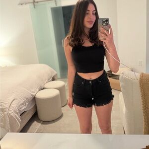 We The Free Black Denim Shorts